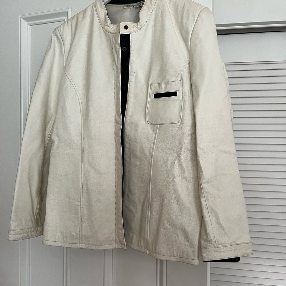 Newport News Chic White Vintage Leather Jacket